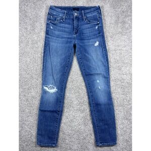 MOTHER The Looker Crop Gypsy Wash Distressed Jeans Womens Size 25 Ripped‎ Denim
